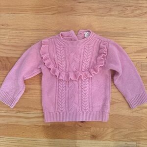 H&M Pink Ruffle Cable Knit Sweater 18m Baby
